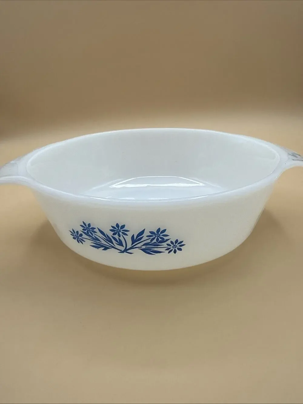 VTG Fire King Anchor Hocking Blue Corn Flower 1 QT Milk Glass Casserole -#436